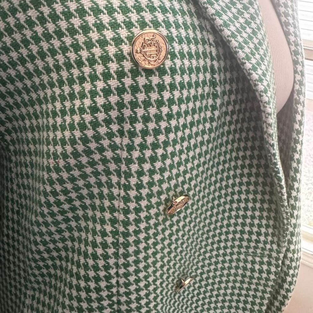 NWOT ENTRO Green Houndstooth Blazer Womens XL - Picture 4 of 9